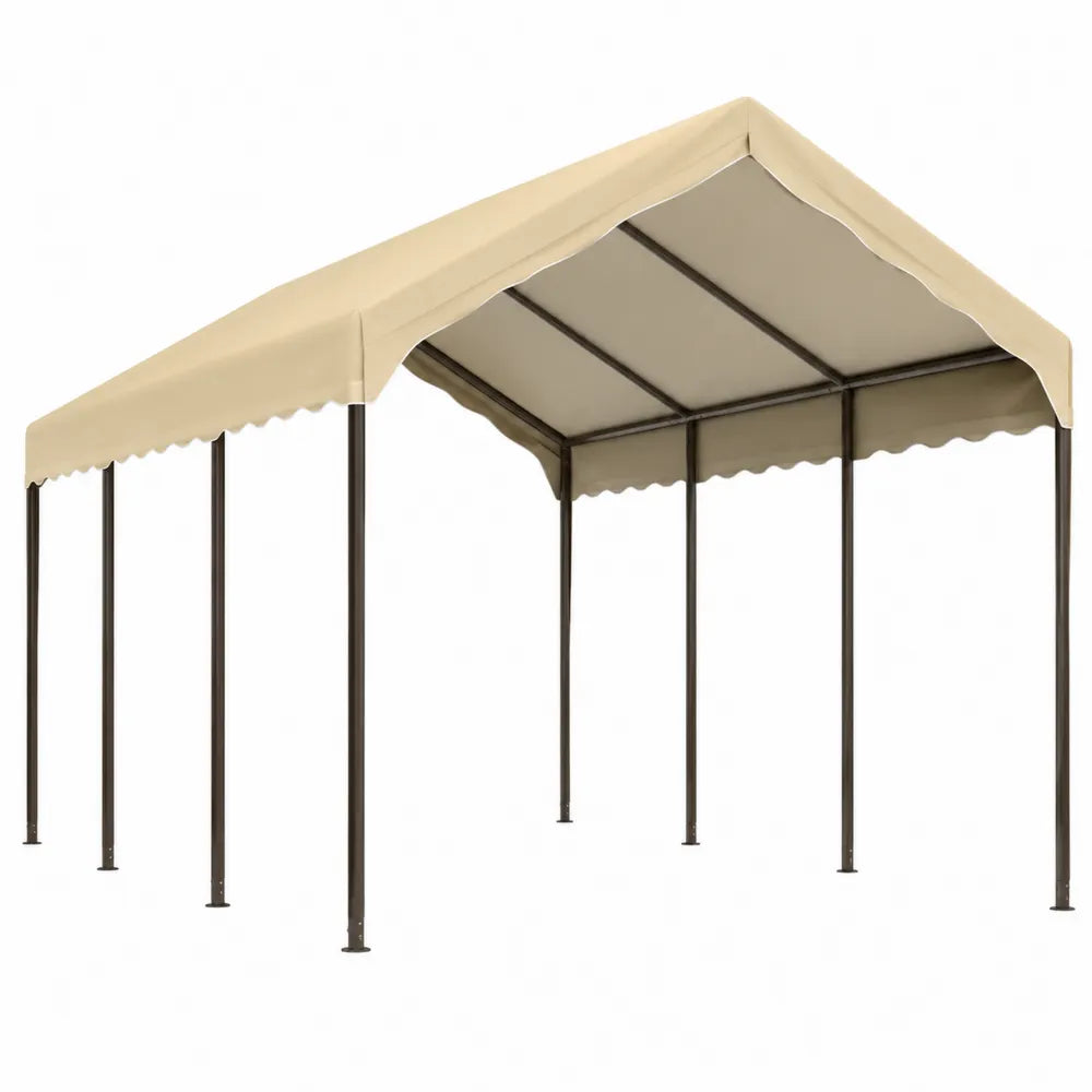 Gazebo da Giardino 300x600 cm in Acciaio e Poliestere Beige