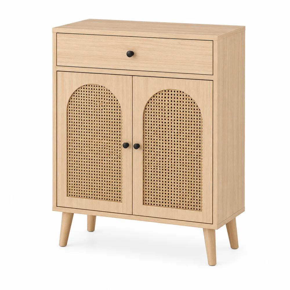 Mobile in legno e rattan con cassetto