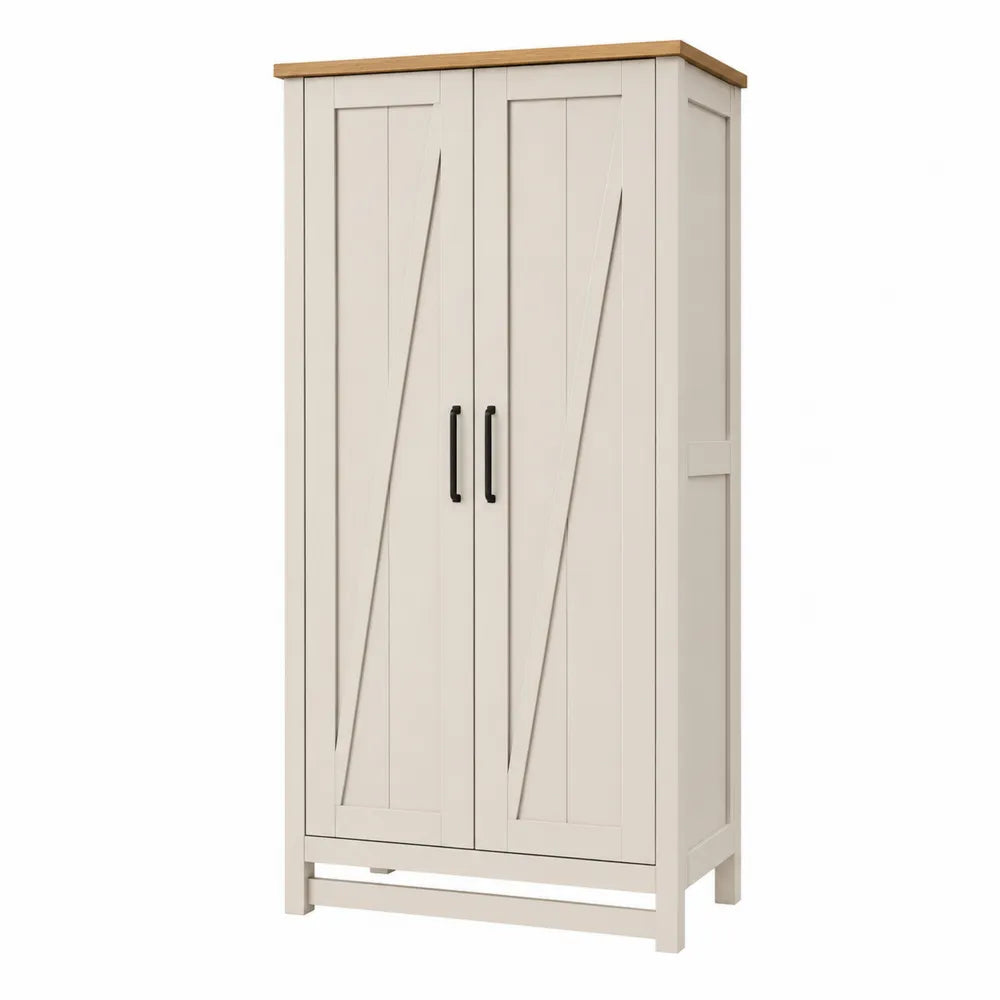Armadio contenitore a due ante in legno bianco e rovere