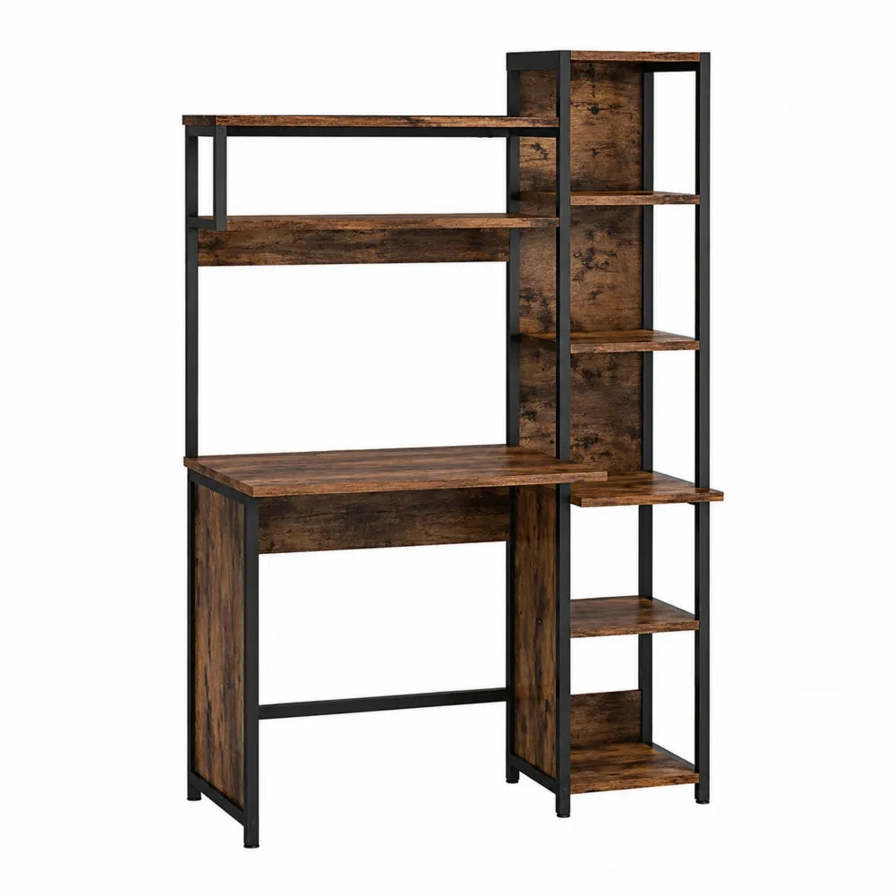 Scrivania con Scaffali in Legno e Metallo 120x60x150 cm