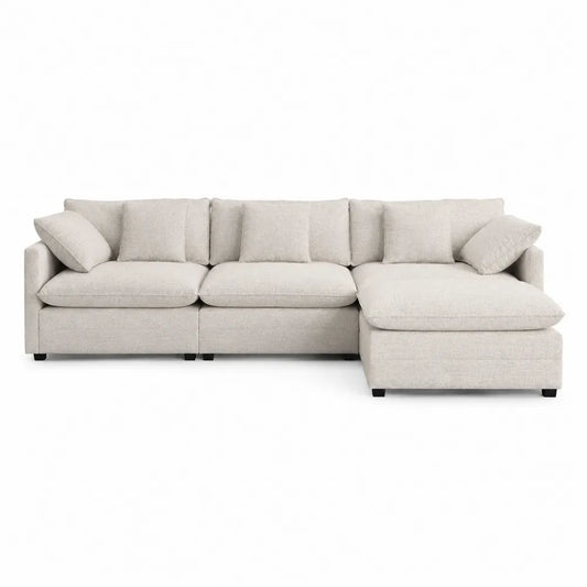Divano angolare in tessuto con chaise longue