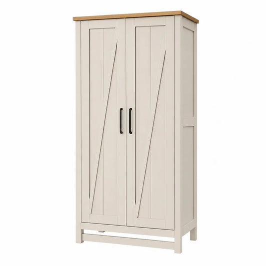 Armadio contenitore a due ante in legno bianco e rovere