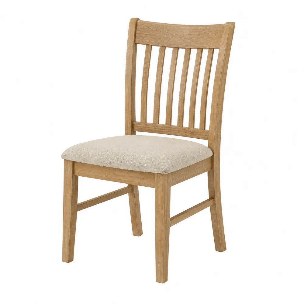Sedia da pranzo in legno massello con seduta in poliestere beige